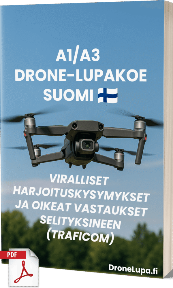 A1/A3 Drone Lupa Koe Suomi - Viralliset kysymykset ja oikeat vastaukset selityksineen (Traficom) - Image 1