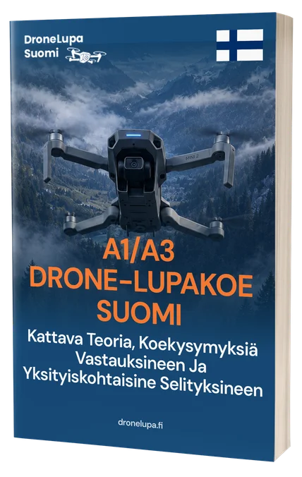 Suomen A1/A3 Drone-lupakoe – Kattava teoria, 500+ koetyylistä kysymystä ja vastausta yksityiskohtaisilla selityksillä